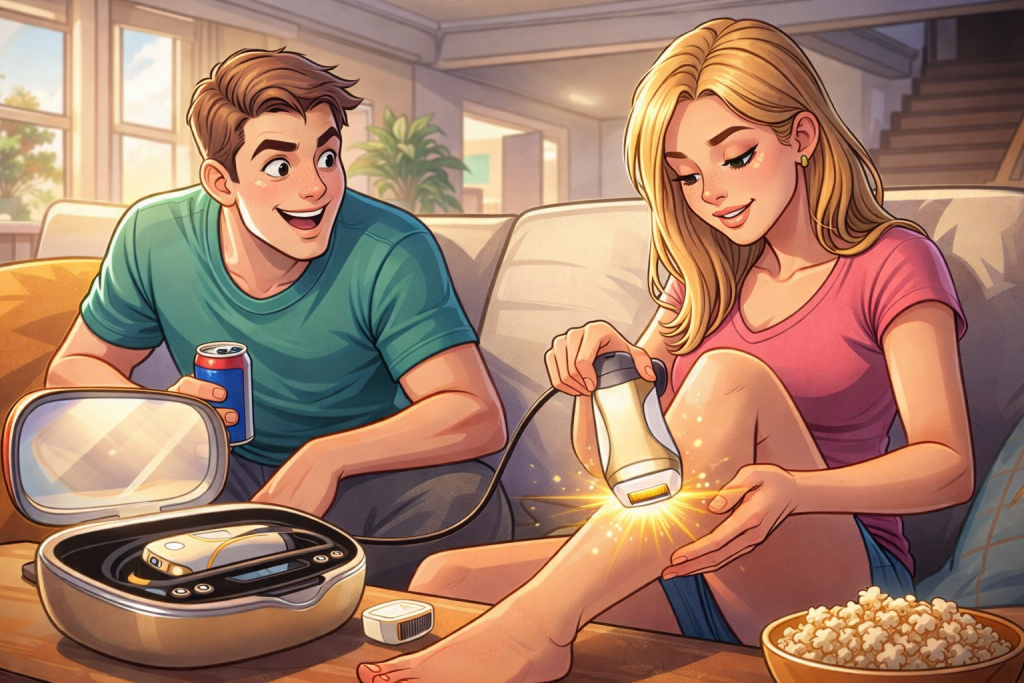 KE-NONの全身美容器を使う女性