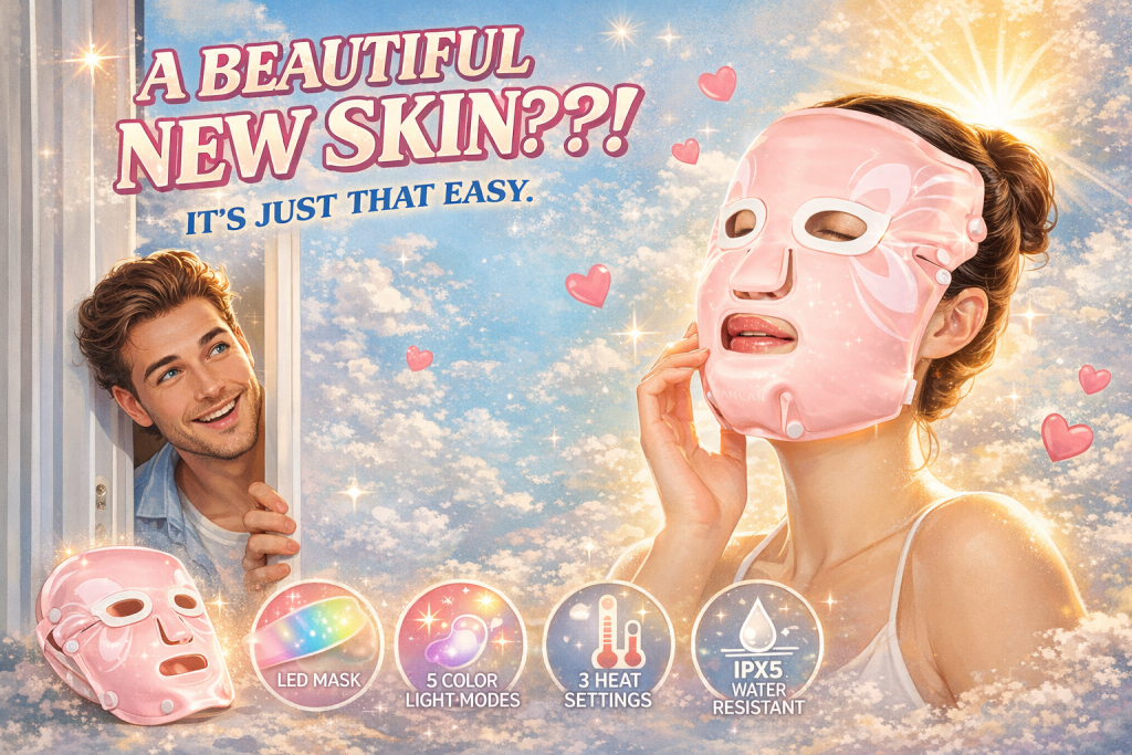 ANLANのフェイスマスクで肌をケアする女性