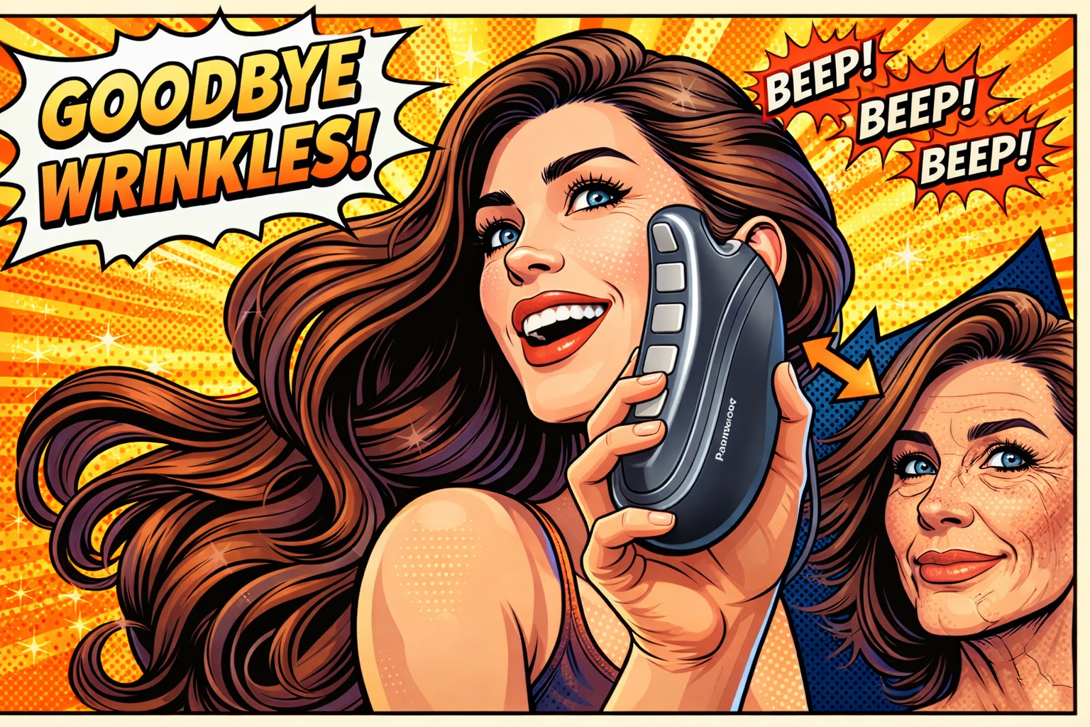 パナソニックの美顔器を使ってシワをケアする女性