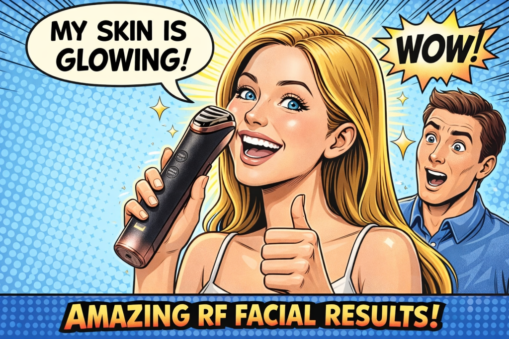 パナソニックEH-SR86-Tを使って顔をケアする女性