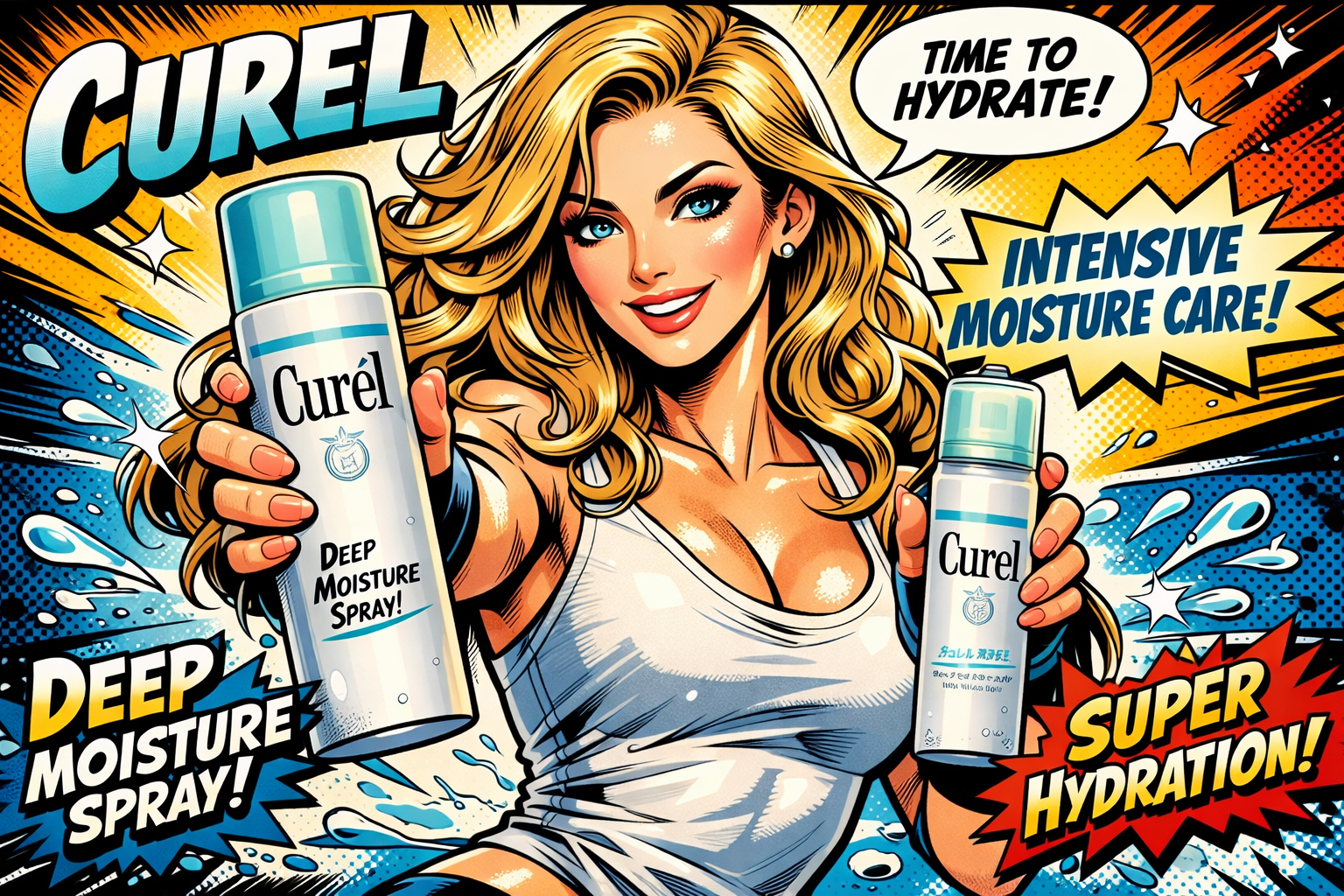 キュレル ディープモイスチャースプレーを持つ美人